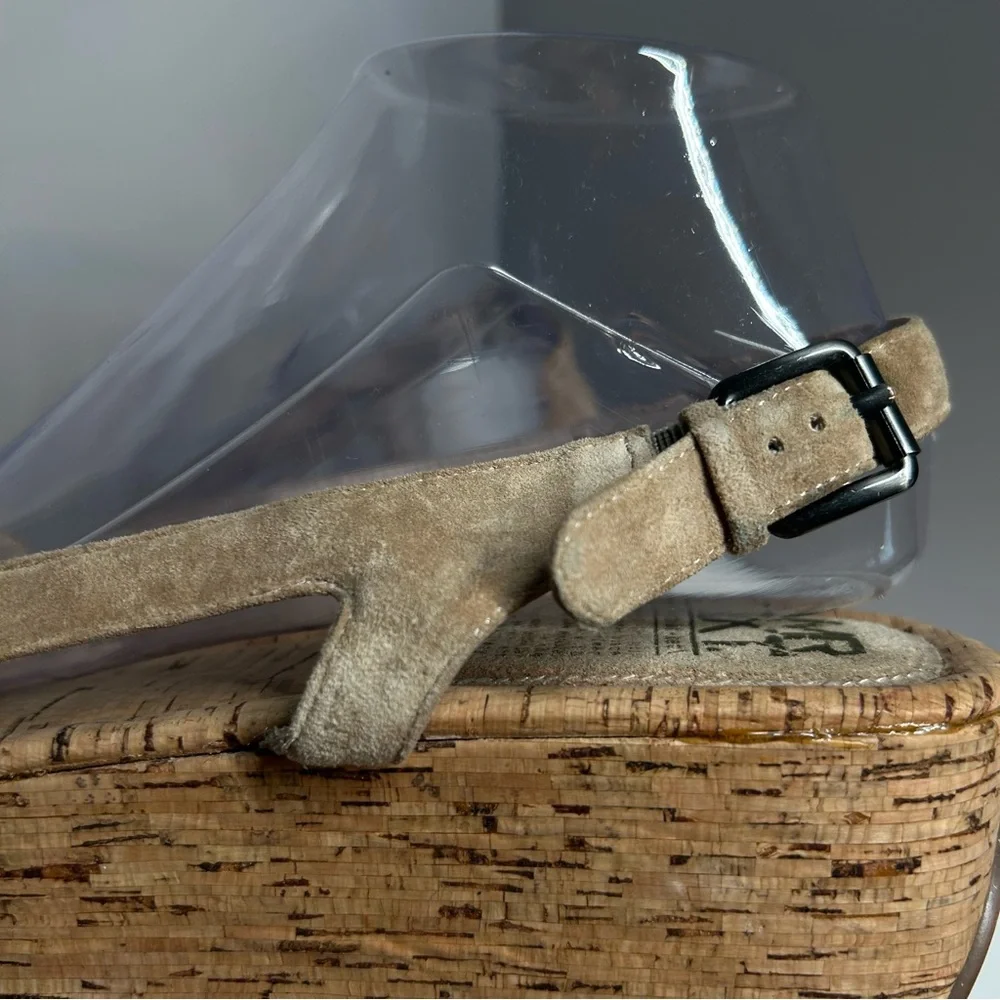 MRKT Women's Tan Suede Slingback Cork Platform Sandals in‎ Size 11
